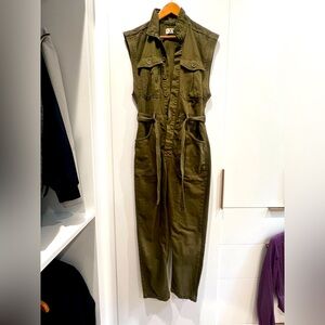 Army Green Denim Jumpsuit from Free People, XS. Never worn.